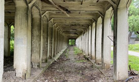 The view down this rail tunnel at an abandoned quarry