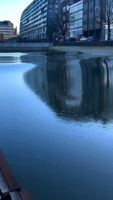 Thin sheet of ice in a wave pool