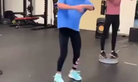 This girl has unbelievable balance on spin cycle and repeat