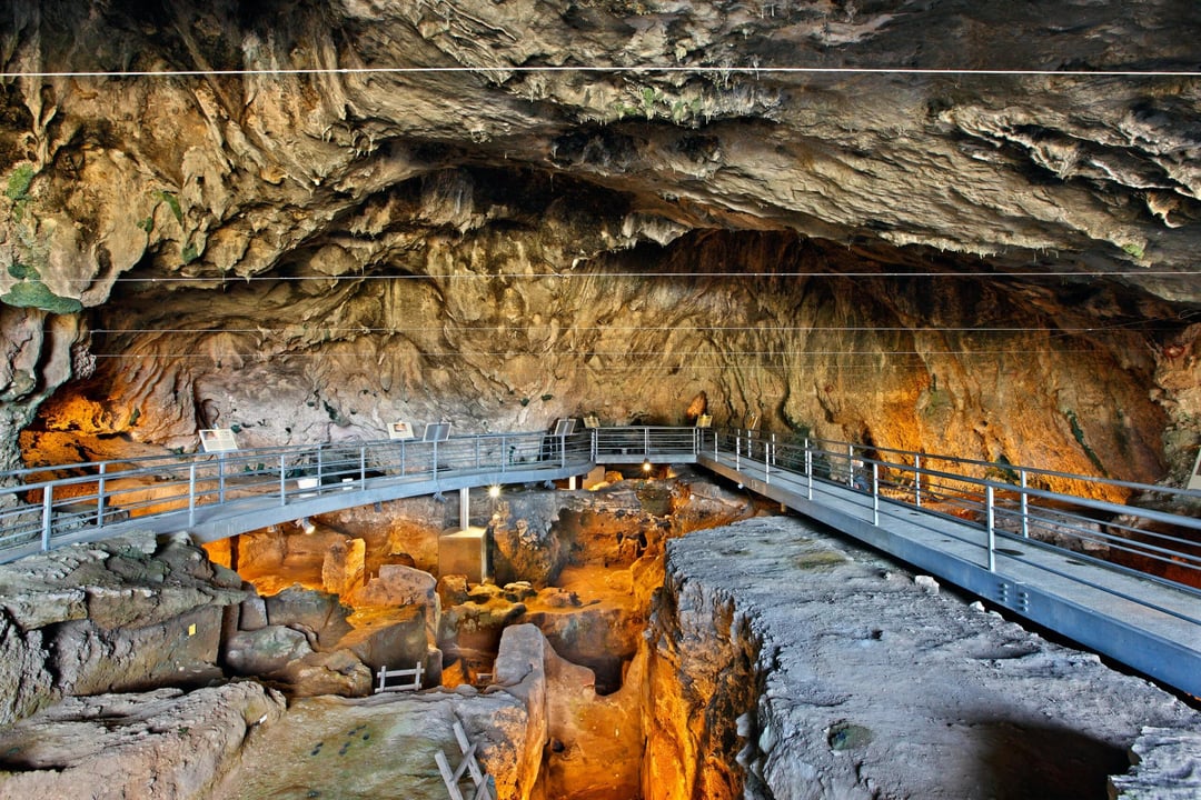 This is Theopatra cave, where it houses what is considered to be the oldest man-made structure known to man, a 23,000-year-old stone wall to shield the inhabitants from the last Ice age winds.