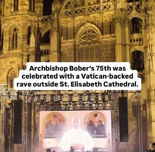 To mark archbishop Bernard Bober’s 75th birthday, the Vatican organized a rave outside St Elisabeth Cathedral in Slovakia. It included a message from Pope Leo XIV and a dj set by Padre Guilherme.