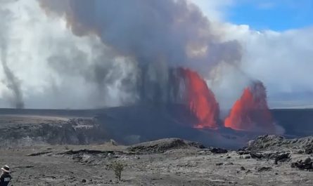 Tornadoes of ash being formed when the Kilauea volcano in Hawaii Erupted in november 17th 2025