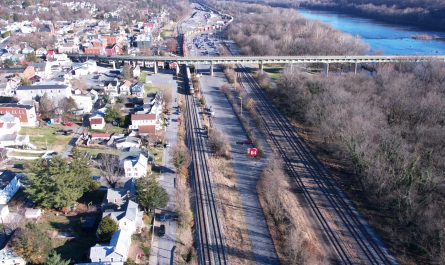 Trains leaving the train yard