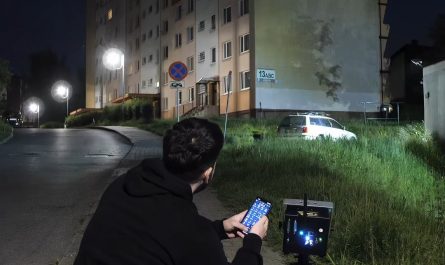 Using a Laser to Create a Bouncing Man on a Building
