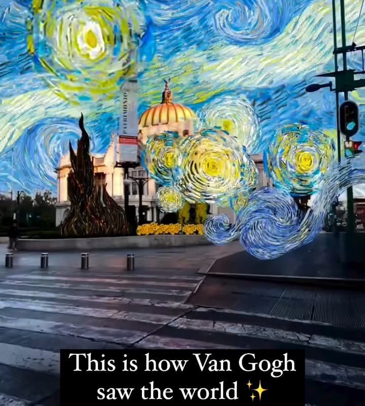 Van Gogh's artwork blended with today