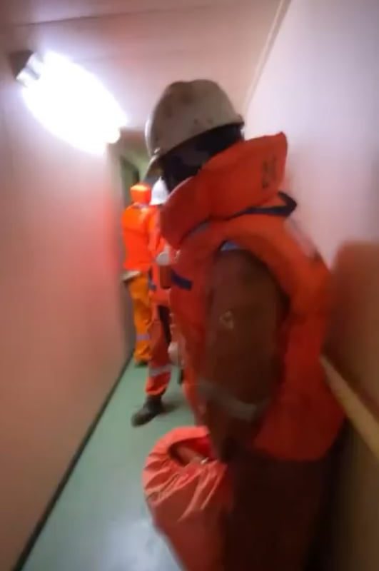 Video footage from russian oil tanker ship's crew "shadow fleet" hit by Ukraine sea drone