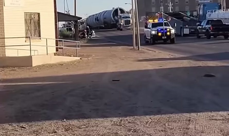 Video shows train derailing after crashing into tractor-trailer.