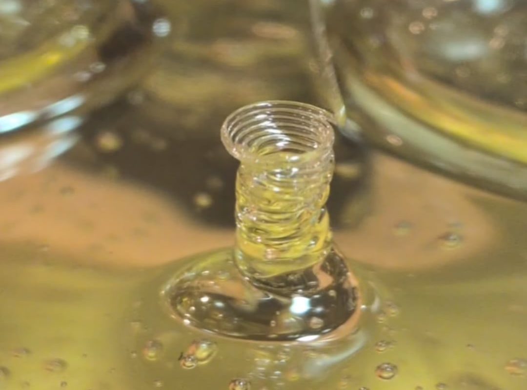 Viscous liquid spiralling