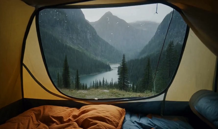 Watching the 8h alpine rain from inside a dry tent. The crispness of the view is honestly next level.