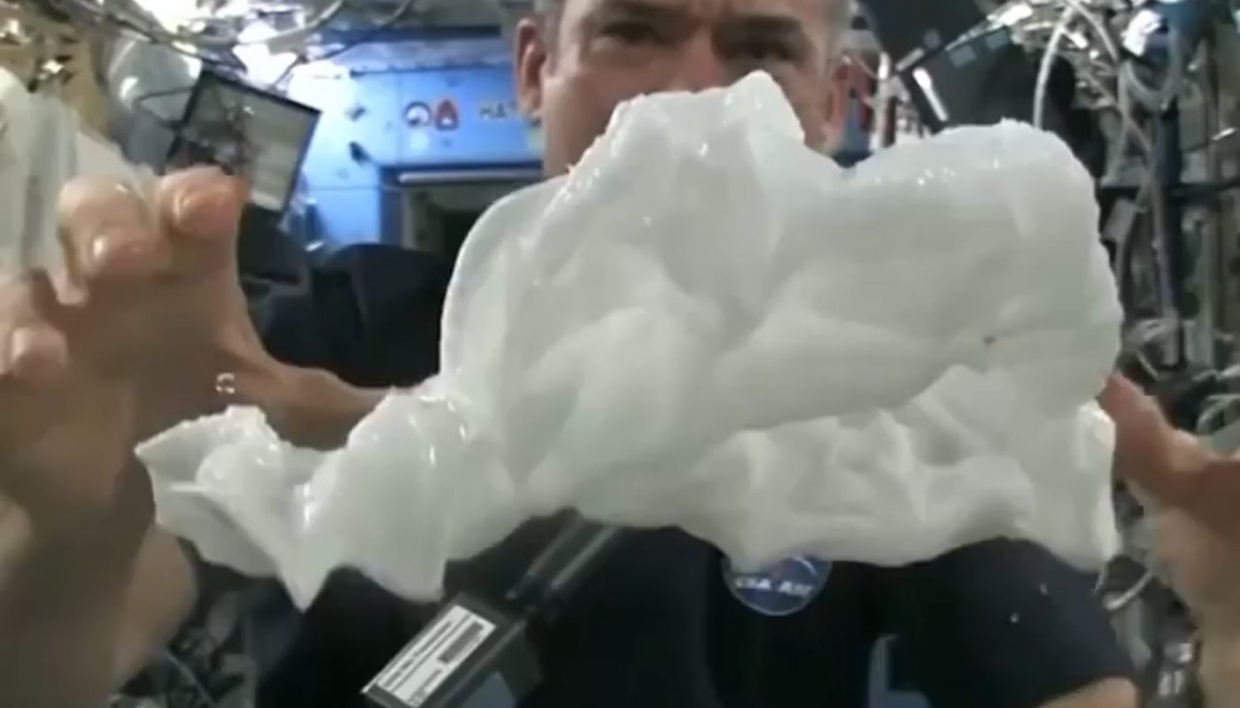 Wet towel in space