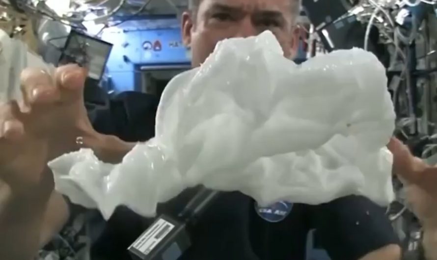 Wet towel in space