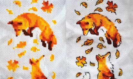 What this cross-stitch embroidery looks like after backstitching is added to it.