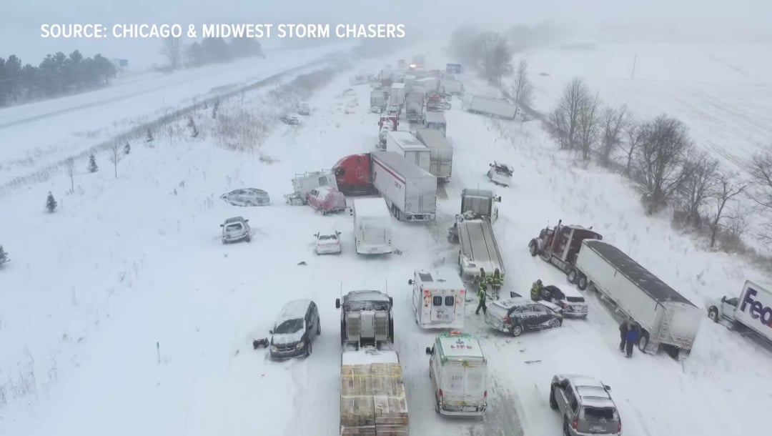 100+ cars involved in massive West Michigan winter pileup (News Story w/ drone footage in comments)
