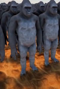 10,000 Gorillas Vs 1,000,000 men. Epic simulation.