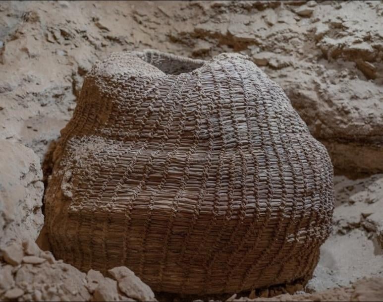 10,500 years old woven basket found in the Cave of Horrors, near the Dead Sea. It's the oldest intact woven basket ever found in the world.