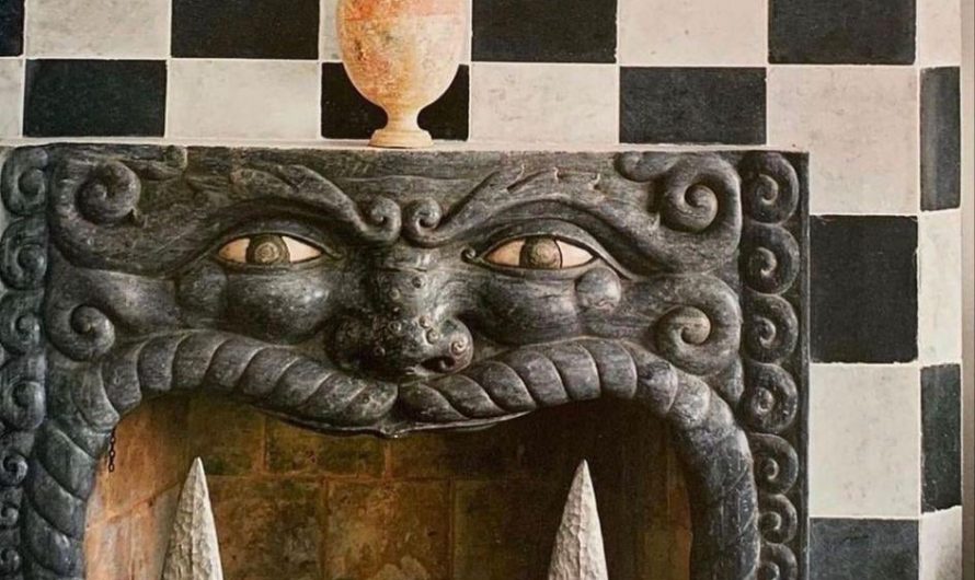 16th-Century Italian Fireplace Mantel with 17th-Century Tiles in Pierre Passebon’s Paris Apartment