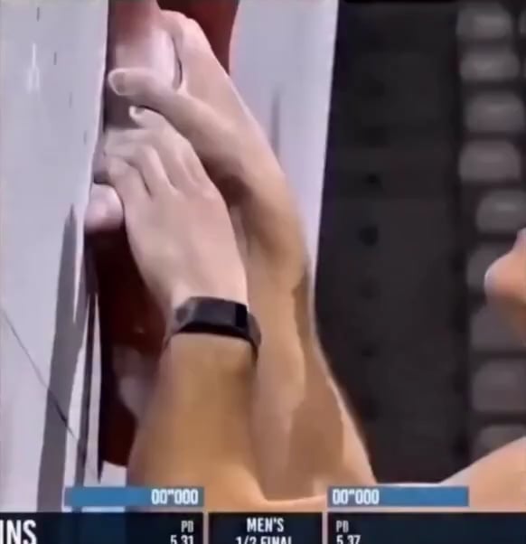 Two men tie with exactly 5.368 seconds in speed climbing final