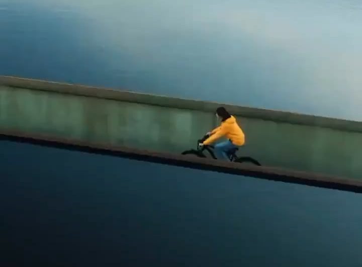 In Belgium, there is a bike path called “cycling on water”. The path is submerged in a lake, and the water surface is at the cyclist’s eye level.