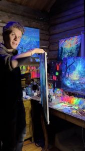 A 3-in-1 painting: that is oil, UV & glow-in-the-dark