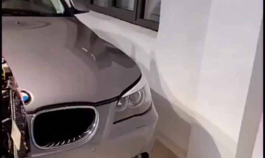A BMW car sliced in half to showcase every detail of its inner engineering