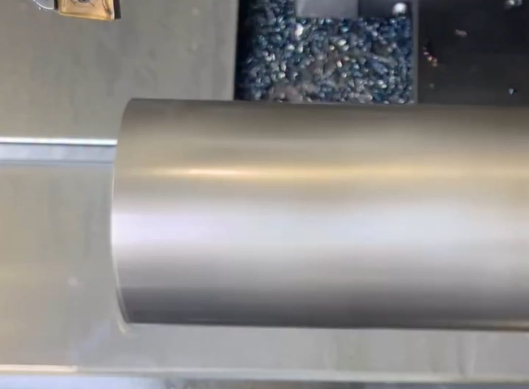 A CNC lathe machine doing it's job