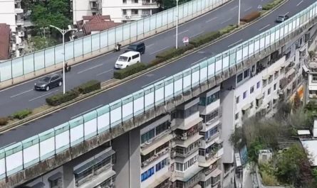 A Highway built over apartments in China
