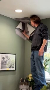 A ceiling art that looks like moving