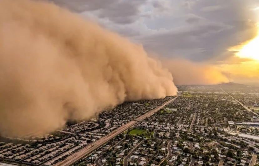 A dust storm going over Phoenix, Arizona.
