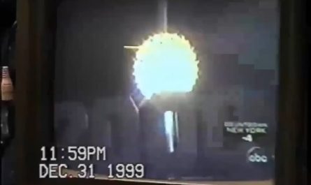 A guy checks his computer on New Year's night, 2000