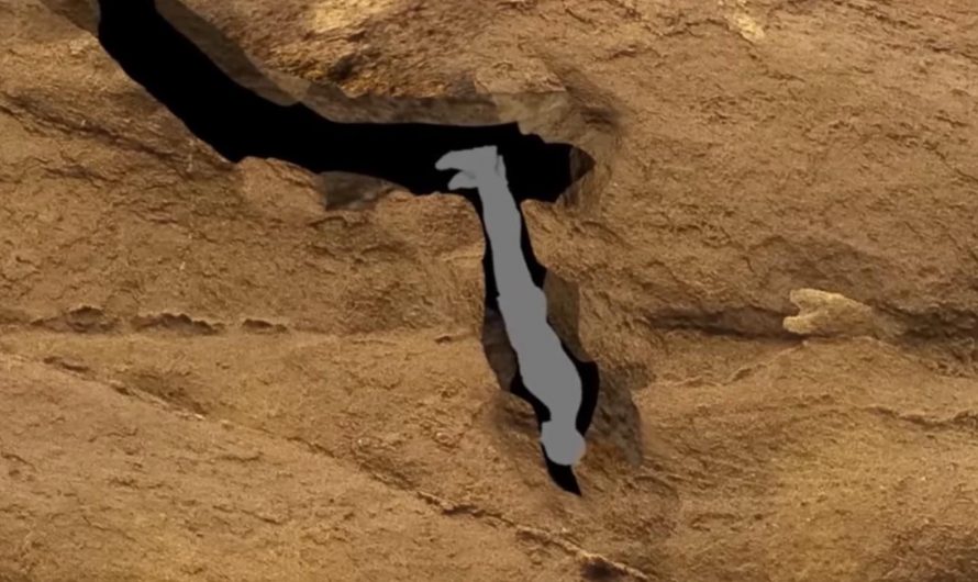 A image of how John Jones got stuck in the Nutty Putty Cave