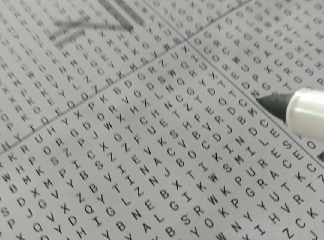 A portrait created using the words that describe someone I love, solving a word search