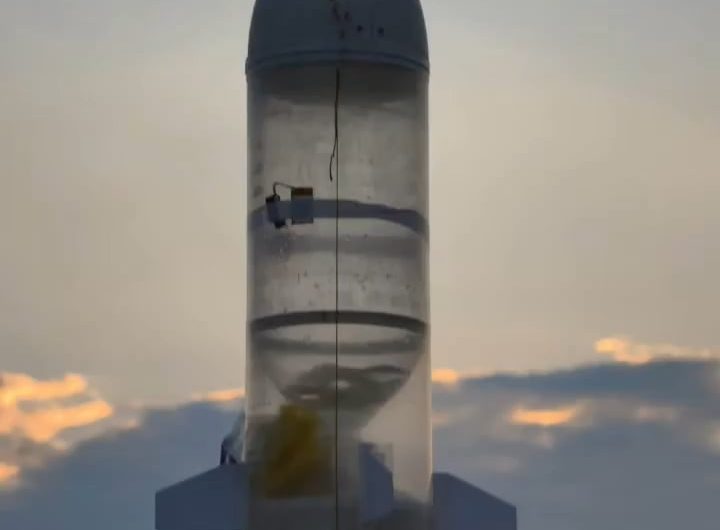 A teacher and his students built a 2 stage rocket from plastic bottles and powered by water pressure.