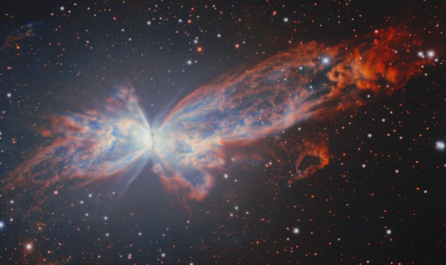 A telescope in Chile has captured a stunning new picture of a grand and graceful cosmic butterfly. Source in comment.