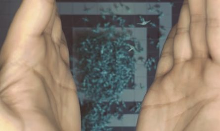 A thousand miniature cranes flock together.