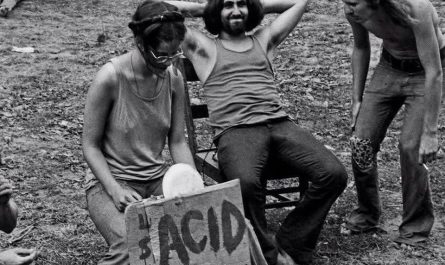 Acid sales stand during the Woodstock Festival, August 1969.