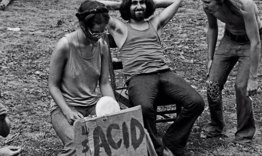 Acid sales stand during the Woodstock Festival, August 1969.