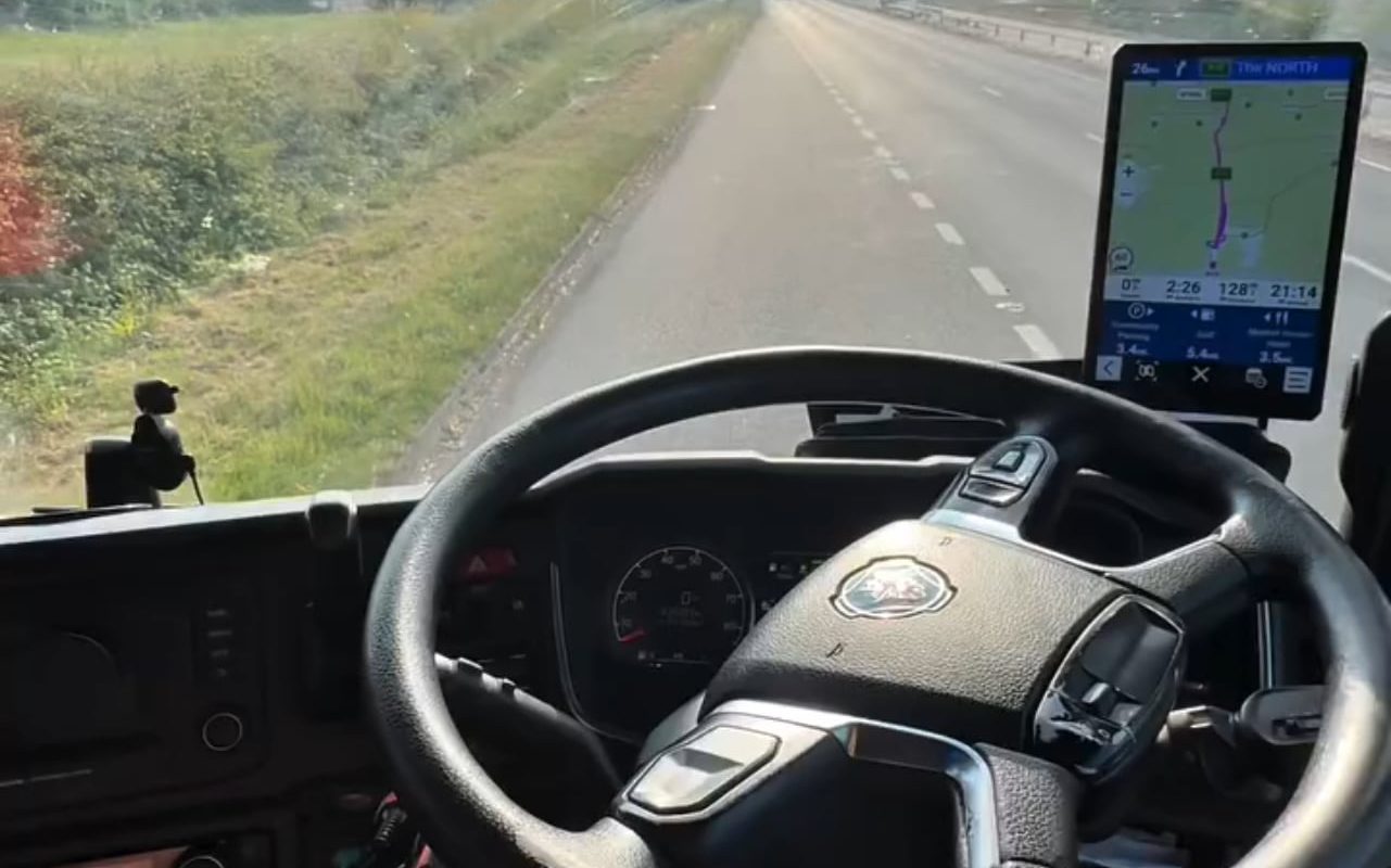 After a long day of driving a truck