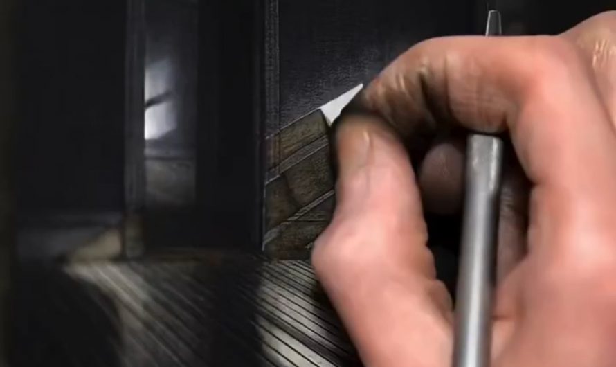 Artist Taylor Mazer draws directly onto surfaces using taped areas, then peels the tape away to reveal clean, graphic compositions