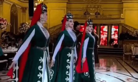 Beautiful performance of Caucasian dance ensemble