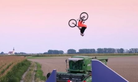 Bike tricks on a moving train