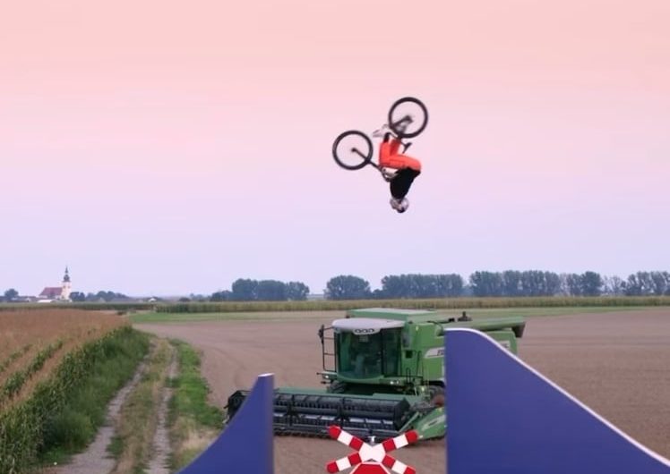 Bike tricks on a moving train
