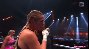 Boxer flashes the crowd on live tv after first win