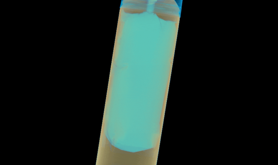 CT scans of a shaving cream can with a bag-on-valve aerosol system