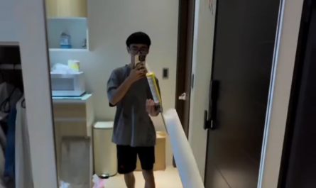 Caulking around a mirror