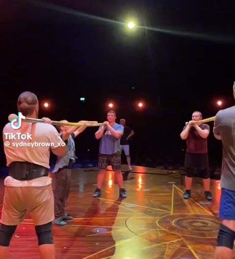 Cirque du Soleil performers practicing.