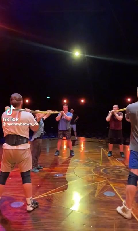 Cirque du Soleil performers practicing.