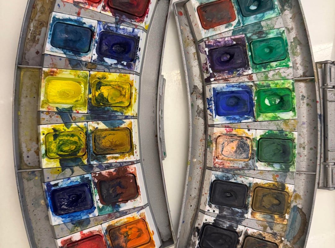 Cleaned my watercolours after toddler went at it with blue paint.