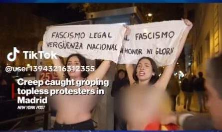 Confusion between topless activists and church goers