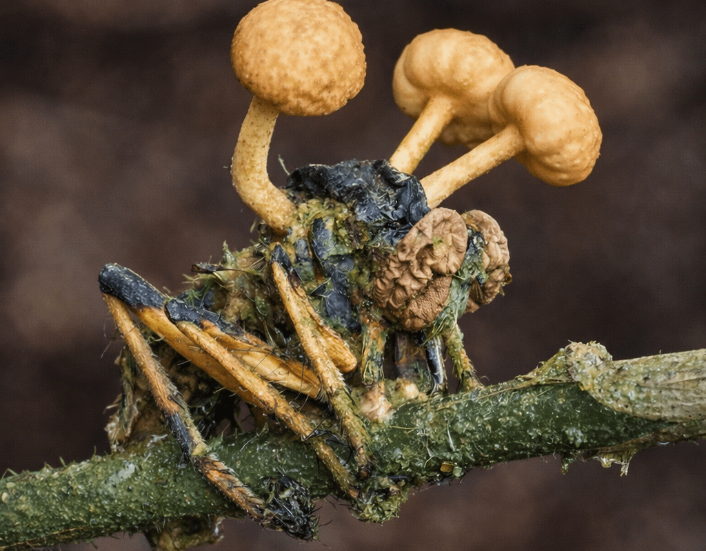 Cordyceps takeover on decaying insect