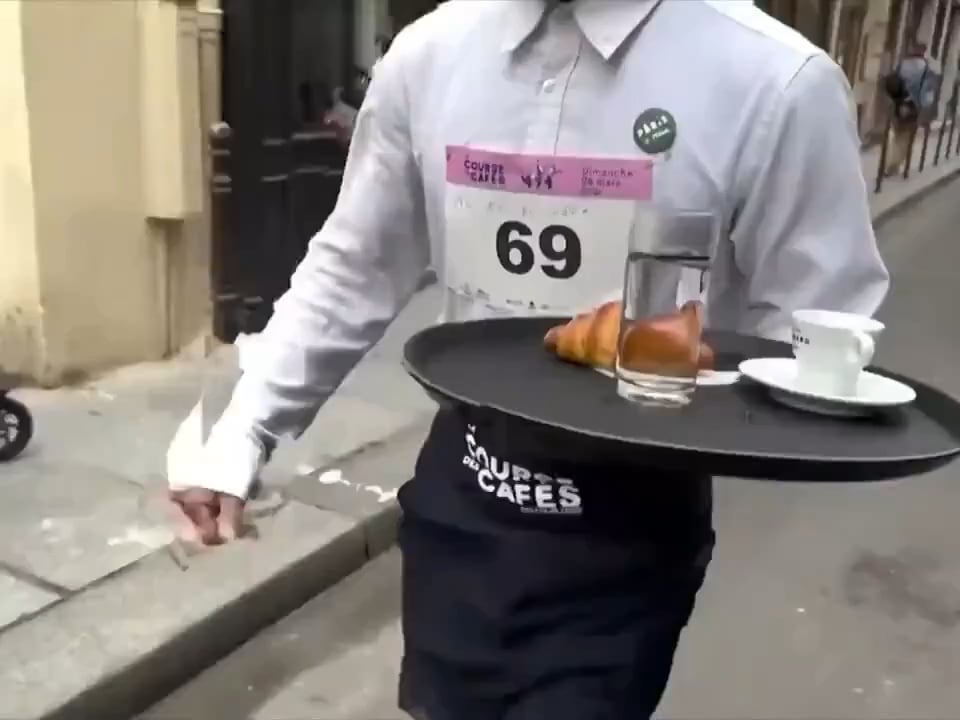 Course des Cafés is a waiter’s race held in Paris, where waiters carry croissants, coffee, and a glass of water for 1.2 miles. Running is not allowed, nor is spilling even a drop of liquid, or the contestant will be disqualified.